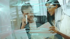 Two colleagues collaborating in health research office, with holographic brain and virus diagrams. Innovation, teamwork, technology, research, science, analytics, professional - Powered by Shutterstock - Get 15% off with code: PIKWIZARD15