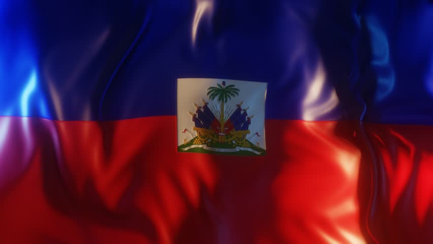 Haiti Flag Frontal Close up View 3D Render