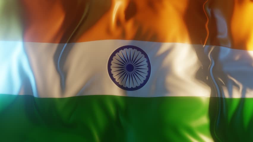 India Flag Frontal Close up View 3D Render