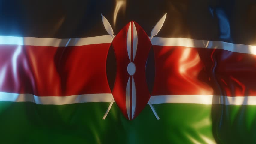 Kenya Flag Frontal Close up View 3D Render