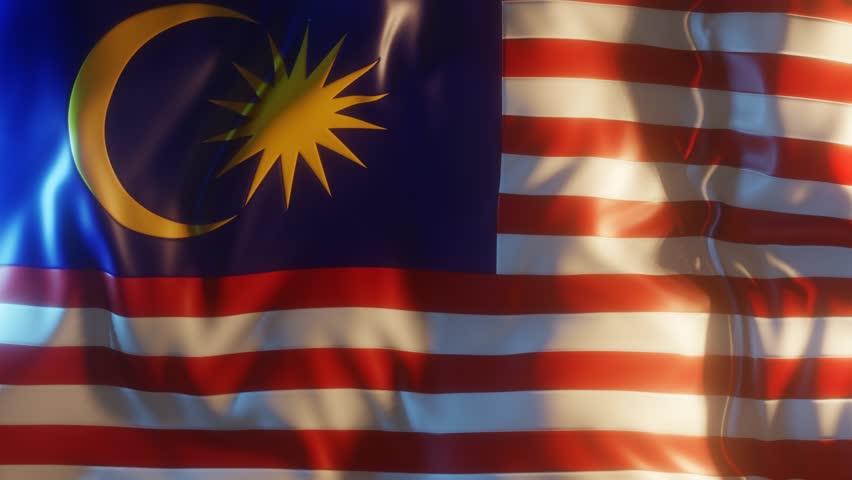 Malaysia Flag Frontal Close up View 3D Render