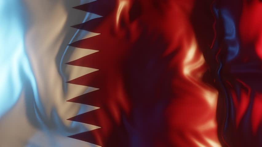 Qatar Flag Frontal Close up View 3D Render