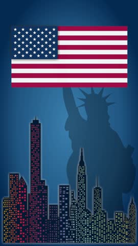 USA Independence Day Reels Animation. Fireworks and American Flag