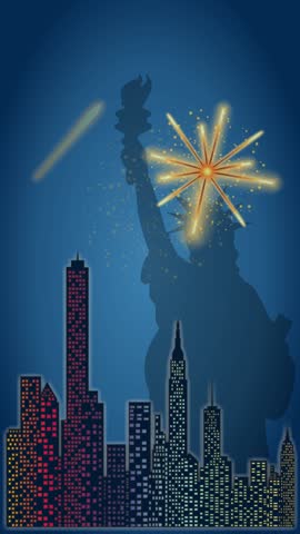 USA Independence Day Reels Animation. Fireworks and American Flag