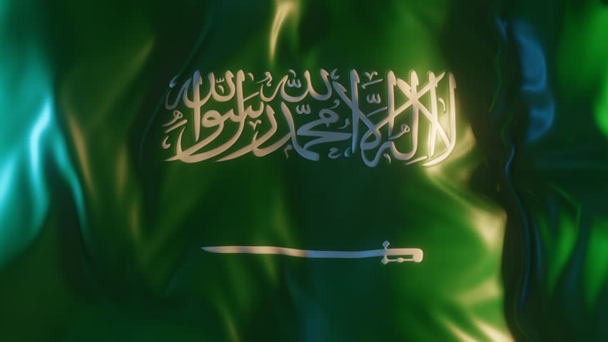 Saudi Arabia Flag Frontal Close up View 3D Render