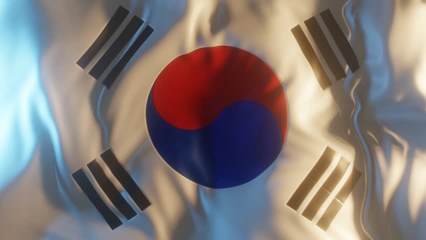 South Korea Flag Frontal Close up View 3D Render