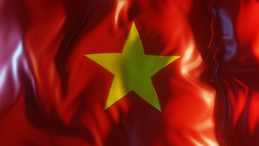 Vietnam Flag Frontal Close up View 3D Render
