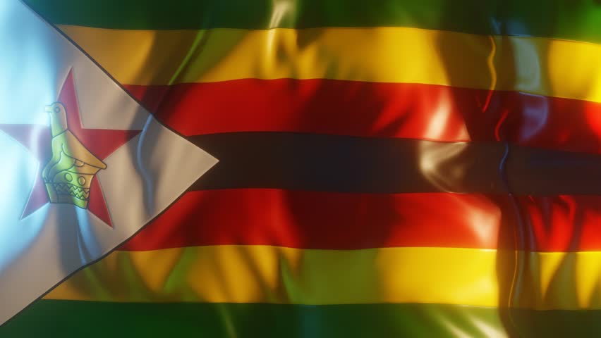 Zimbabwe Flag Frontal Close up View 3D Render