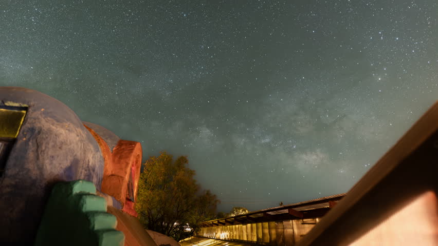 The Milky Way rising over a building in Marathon, Texas in the Big Bend