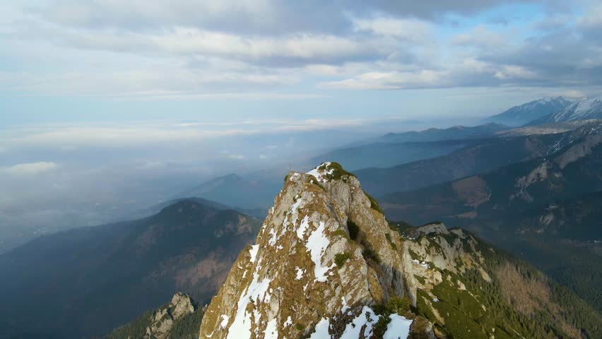 Giewont rock mountain massif winter snow near Zakopane Poland
