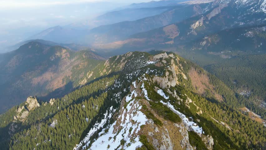 Giewont rock mountain massif winter snow near Zakopane Poland