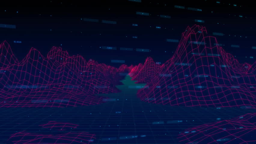 Green dotted 3D chart rising over neon pink wireframe grid, showing floating numeric labels. Futuristic, technology, analytics, digital, virtual, gradient, minimalist - Powered by Shutterstock - Get 15% off with code: PIKWIZARD15