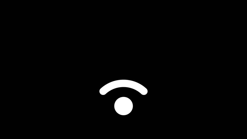 The Wi-Fi icon is animated by expanding waves emanating from a dark background. WiFi, icon, Wifi symbol motion design, mobile, apps, Wireless internet, device connection.