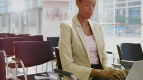 female professional sitting in business conference seats, viewing network user-icons overlay. Corporate, modern, technology, networking, innovation, professional, workspace - Powered by Shutterstock - Get 15% off with code: PIKWIZARD15