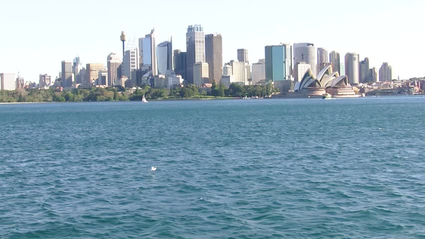 Sydney skyline against a blue sky, New South Wales