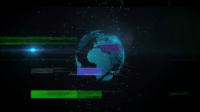 Glowing blue 3D globe rotating in cyber interface showcasing streaming data arcs and padlock icons. Futuristic, cybersecurity, holographic, digital, technology, encryption, data - Powered by Shutterstock - Get 15% off with code: PIKWIZARD15