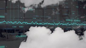White cloud being animated over modern office scene, with financial data overlays in flat design. Cloudscape, data visualization, financial analytics, modern workspace, urban architecture, abstract - Powered by Shutterstock - Get 15% off with code: PIKWIZARD15