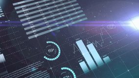 Futuristic dashboard showing pie and bar charts, candlestick charts, world map, purple lens flare. Technology, analytics, innovation, dashboard, interface, sci-fi, data - Powered by Shutterstock - Get 15% off with code: PIKWIZARD15