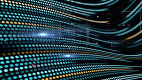 Curved dot grid being animated on screen, showing semi-transparent panels sliding and code updating. Futuristic, technology, data, visualization, interface, digital, innovation - Powered by Shutterstock - Get 15% off with code: PIKWIZARD15