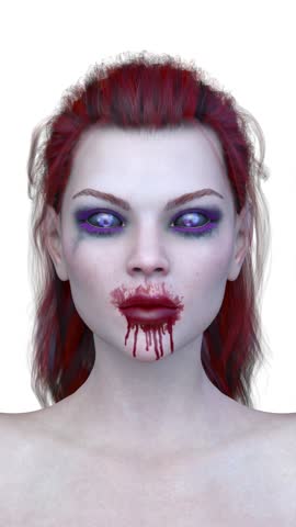 3D rendering of a female vampire face close-up