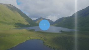 Mountain valley featuring smartphone icons and music notes connecting by glowing lines. Nature, technology, connectivity, outdoor, digital, harmony, scenic - Powered by Shutterstock - Get 15% off with code: PIKWIZARD15