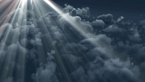 Floating circular holographic HUD glowing over cloudy sky, streaming beams lighting cumulus clouds. Futuristic, technology, interface, digital, sci-fi, luminous, layered - Powered by Shutterstock - Get 15% off with code: PIKWIZARD15