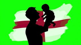 Father and child silhouette, England flag icon, symbol. Family life, human rights, identity, relationship concept. Slow motion vector animation, motion graphic video. Isolated green screen background - Powered by Shutterstock - Get 15% off with code: PIKWIZARD15