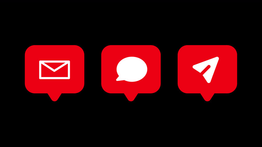 animated  envelope message send share icons labels badges internet signs 4k video footage alpha channel