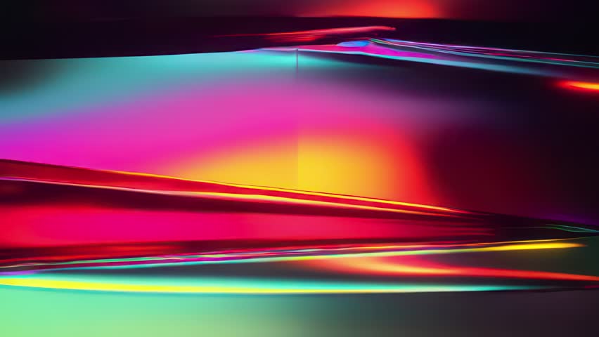 Vibrant glitch background with iridescent and holographic effects. Perfect for futuristic and cyberpunk video projects, music videos, or digital art with neon elements