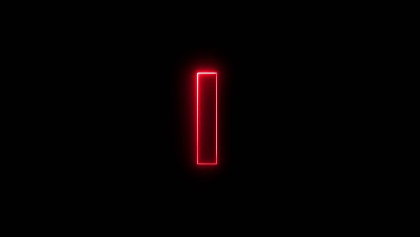 Glowing letter I uppercase font neon light animation, Animated neon alphabet symbol I on black background, Letter I Neon Futuristic Effect, Trendy Glow Lighting, 4K Video Animation
