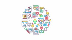 Social media icons concept circle animation. Internet based communication network. Online community development. Round abstract idea with animated color symbols. HD video with alpha channel - Powered by Shutterstock - Get 15% off with code: PIKWIZARD15