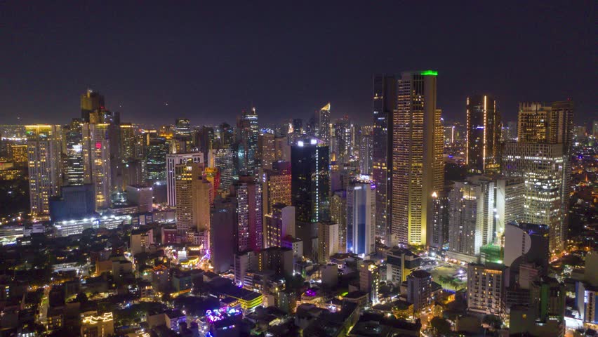 Captivating aerial hyperlapse showcases Makati’s dazzling skyline at night, revealing the fast-paced energy and glowing beauty of Metro Manila’s urban heart.