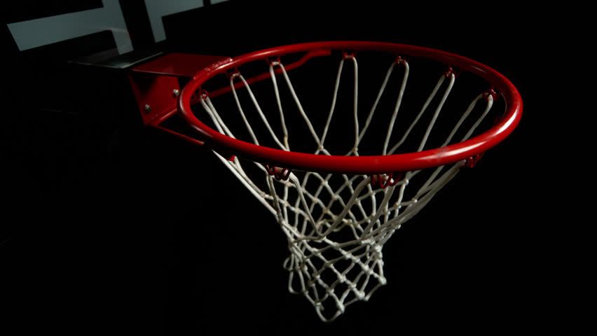 Super Slow Motion of Basketball Ball Going Through Hoop Net at 1000fps.