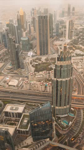 Dubai, UAE, United Arab Emirates. 6K 5K time lapse. Day to Night timelapse. Change Transition To Night. City Traffic.