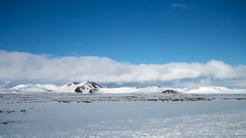 Time lapse of Thingvellir National Park with clouds passing by, Iceland in wintertime, high definition video