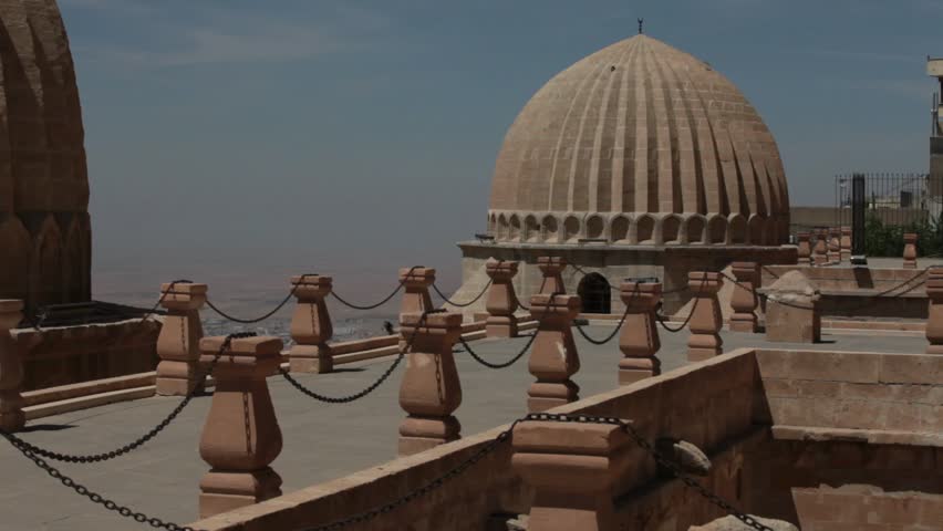 Roof of old stone hotel in Mardin
