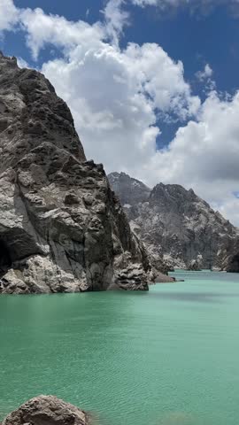 High mountain lake among rocks