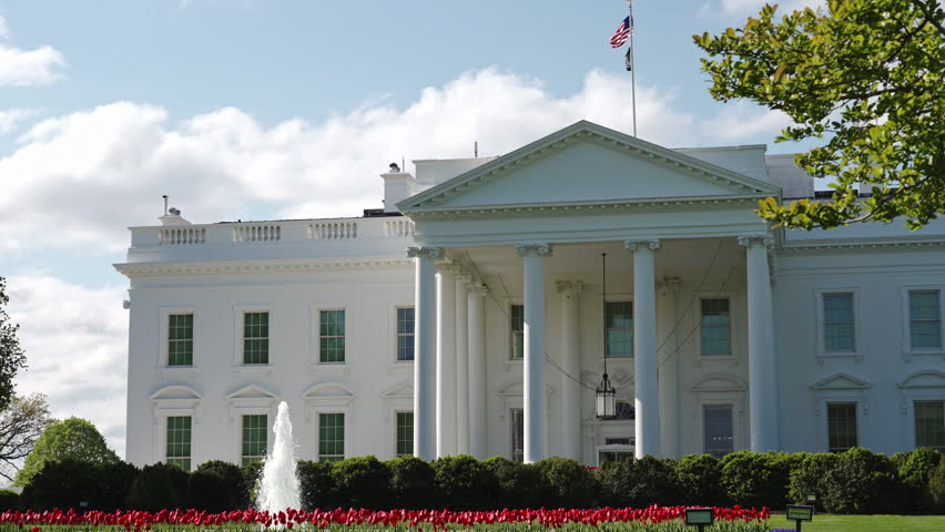 White House Exterior Fountain Sunny Day Washington DC