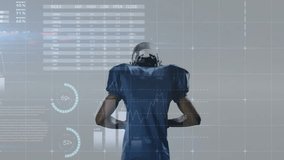 male football player holding football in studio, showcasing sports analytics map chart overlays. Athlete, sports, technology, data, analysis, performance, visualization - Powered by Shutterstock - Get 15% off with code: PIKWIZARD15