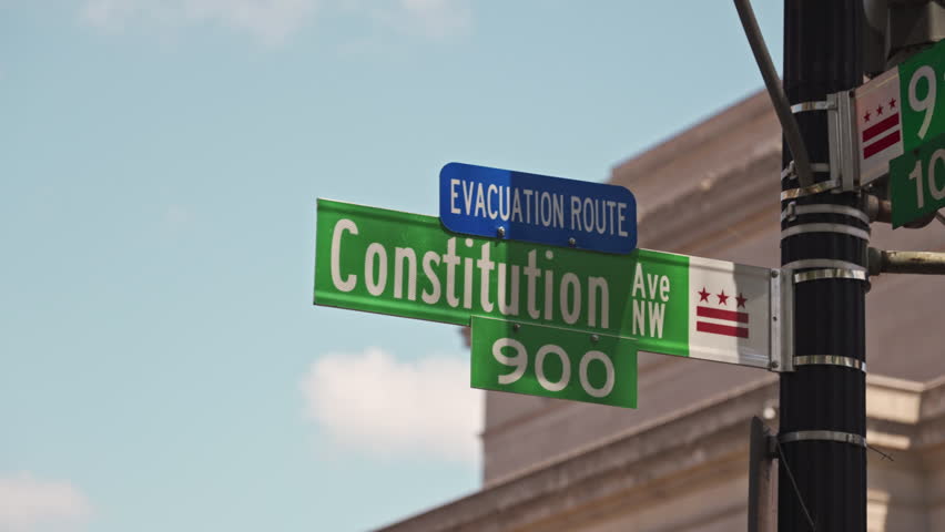 Constitution Ave Street Sign Evacuation Route Washington DC