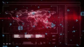 Digital interface showing 3D world map with streaming data lines and pulsing floating medical icons. Holographic, futuristic, analytics, visualization, high-tech, immersive, digital - Powered by Shutterstock - Get 15% off with code: PIKWIZARD15