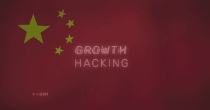 Growth hacking text pulsing on red backdrop, showing lime-green stars floating and binary glitch. Futuristic, technology, digital, cyber, abstract, innovation, cybersecurity - Powered by Shutterstock - Get 15% off with code: PIKWIZARD15