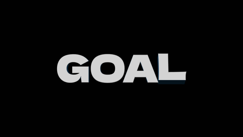 Goal text 3D animation, Transparent background. 4K resolution