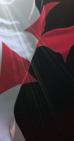 War knights templar Flag. 4K Vertical. Loop