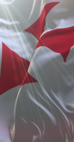 Knights templar flag. 4K Vertical. Loop