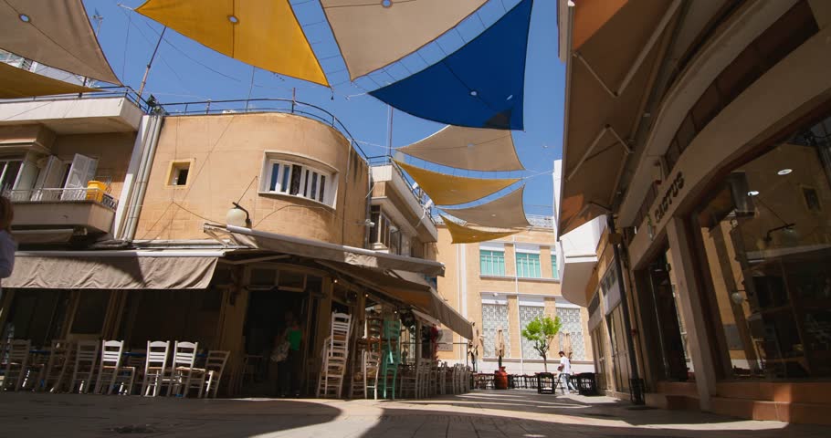 Beautiful streets cityscape of Nicosia Cyprus. Capital city architecture houses travel and tourism.
