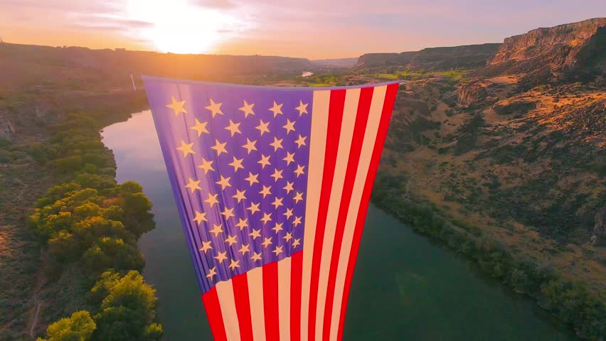 A Large American flag memorializes 9-11 in Idaho