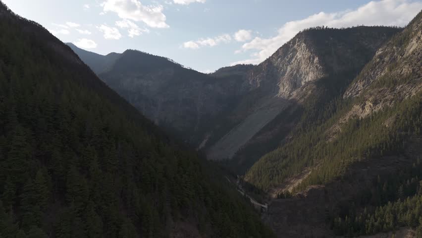 Aerial View of Mountain Valley in British Columbia, Canada