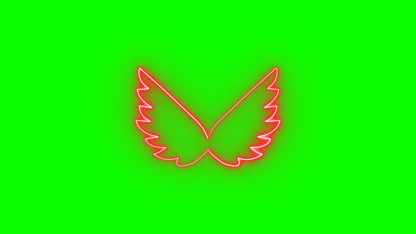 wings icon animation on green screen background,	