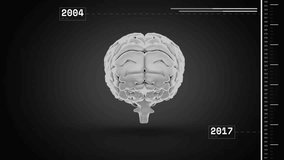 3D human brain floating in gradient backdrop, showing date labels, dashed lines and vertical scale. Futuristic, technology, neuroscience, innovation, data visualization, digital, scientific - Powered by Shutterstock - Get 15% off with code: PIKWIZARD15
